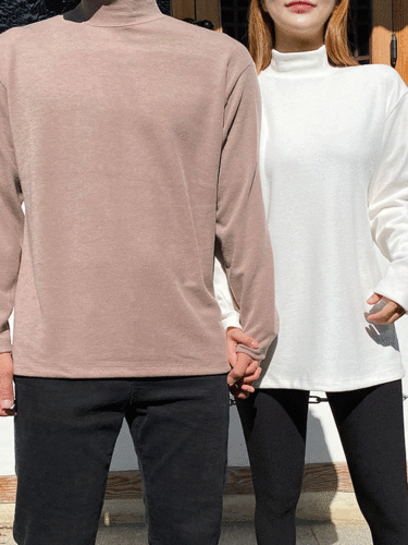 세브니 남녀공용 커플 터틀넥 반폴라 목폴라 니트티셔츠 7color