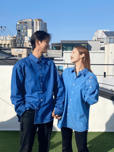 데님 블루 남녀공용 커플룩 시밀러룩 루즈 오버핏 남방 셔츠 (중청/진청)