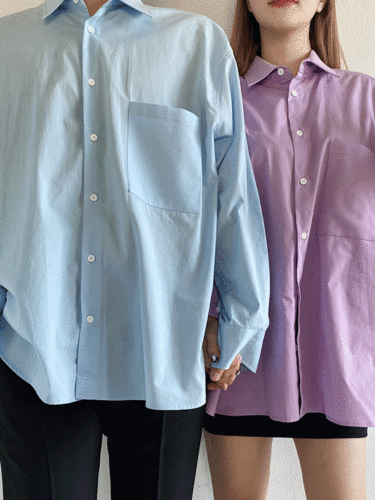 시티 파스텔 남녀공용 커플룩 시밀러룩 루즈 오버핏 남방 셔츠 4color