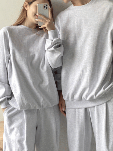 [M-4XL] 데일리 무지 기본 남녀공용 커플룩 시밀러룩 맨투맨 티셔츠 4color