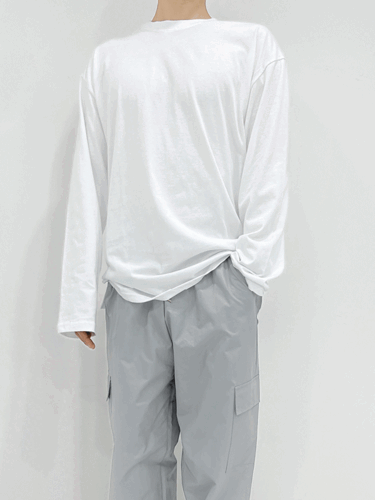 박시 무지 기본 남녀공용 커플룩 시밀러룩 긴팔티셔츠 (화이트/블랙)